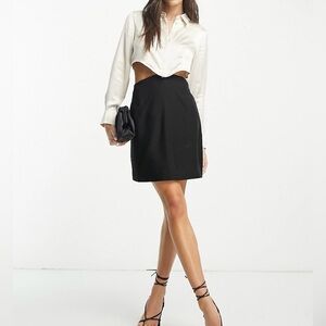 Other Stories Cut Out Mini Shirt Dress Black And White Size 12 NWT Retail $149
